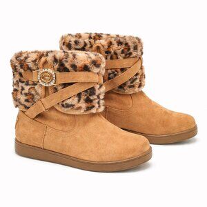 GBG Los Angeles Camel Suede Booties | Faux Fur Trim Ankle Boots | Size 8.5